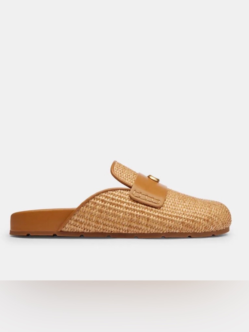 🤎 Coach Bag Natural Tan Straw Raffia Gold & Leather Slip-On Mule Clog Sneaker 11 - Picture 5 of 12